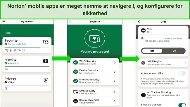 Skærmbillede af Nortons iOS-app, der viser, hvor ren og enkel grænsefladen er, hvilket gør det nemt at navigere for begyndere.