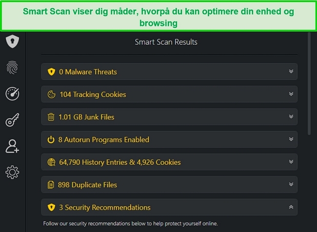 Skærmbillede af TotalAVs Smart Scan-resultat