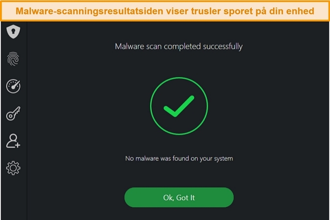 Skærmbillede af TotalAVs virusscanningsresultater