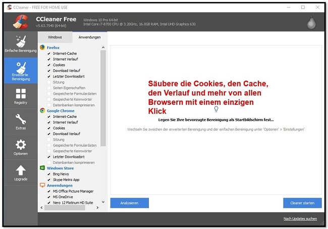 Reinigen Sie Ihren Computer mit CCleaner