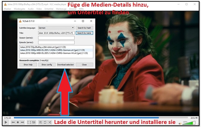 Download Untertitel mit VLC