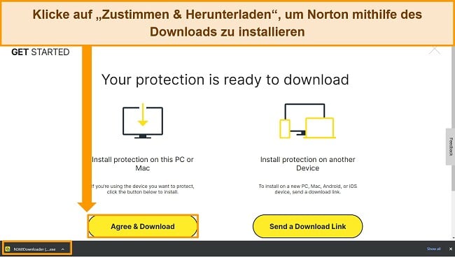 Screenshot der Norton-Webseite 