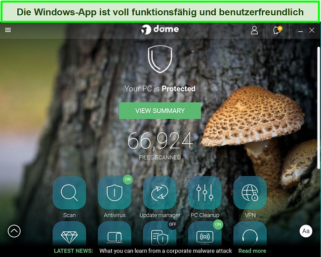 Screenshot der Windows-App-Oberfläche von Panda