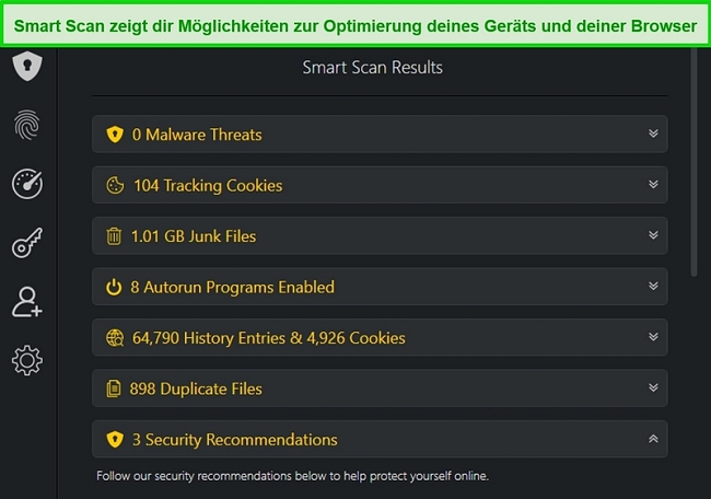 Screenshot der Smart Scan-Ergebnisse