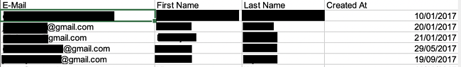 screenshot shows leaks of data