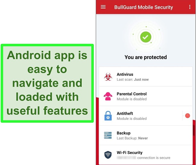 Screenshot of BullGuard Mobile Security for Android
