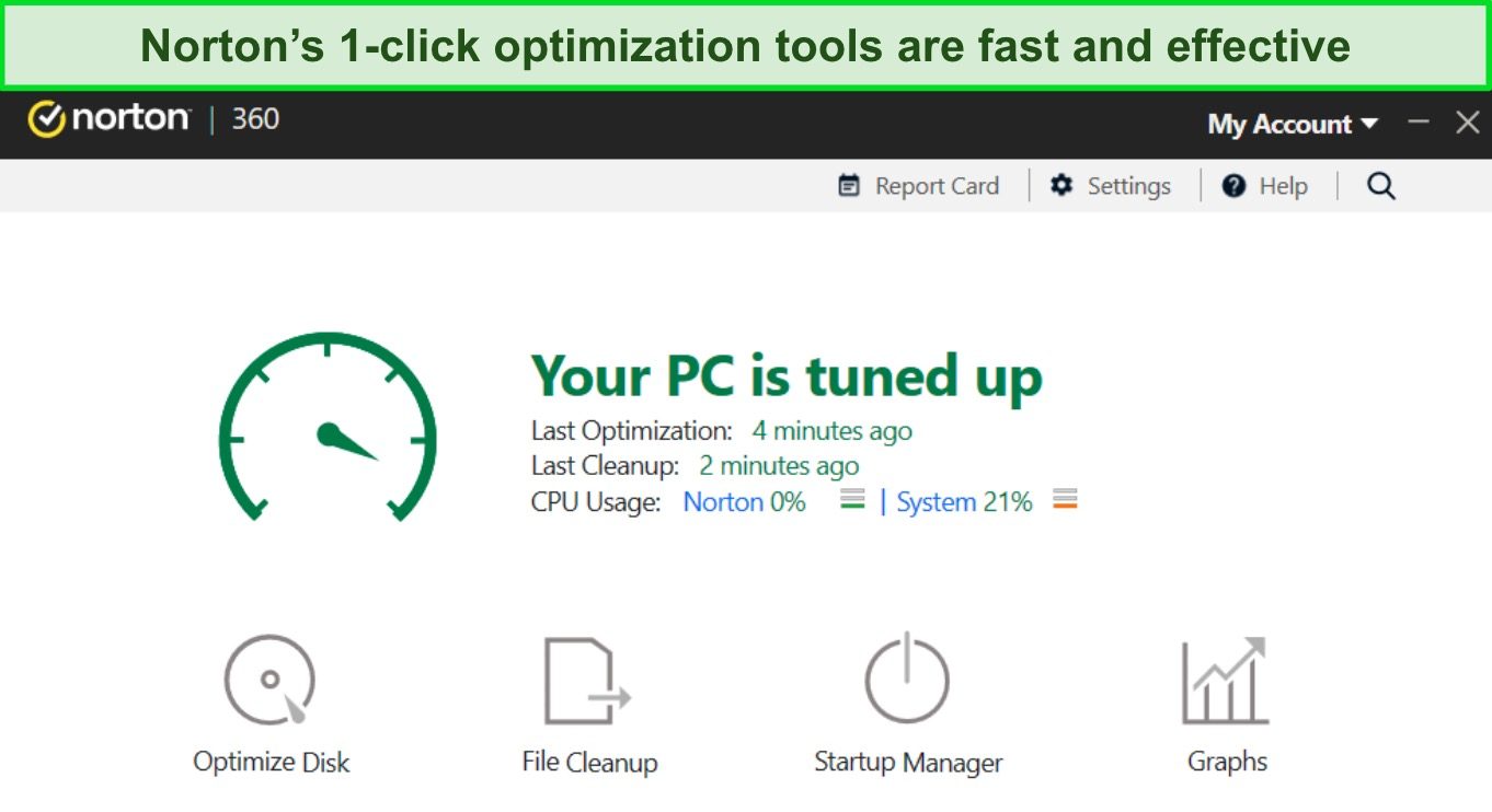 Norton optimization tools screenshot