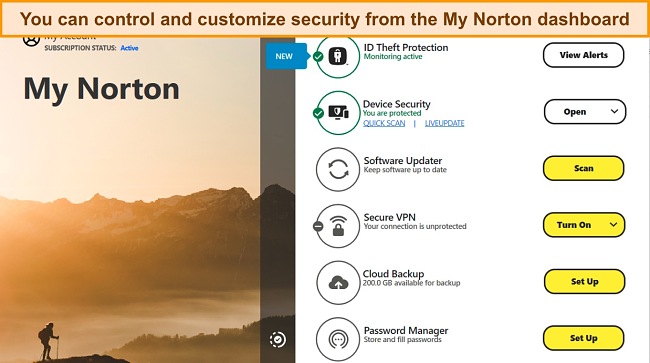 My Norton dashboard screenshot