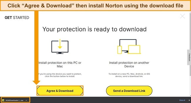 Norton agree and download screenshot