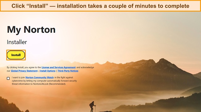 My Norton installer screenshot