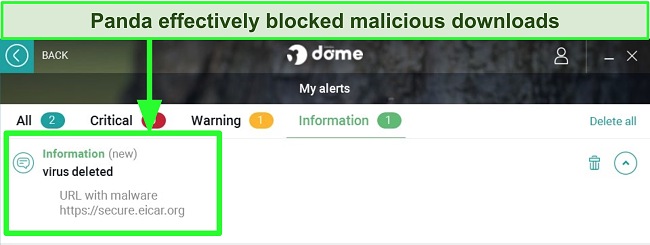 I’m impressed by how easily Panda blocks malicious downloads