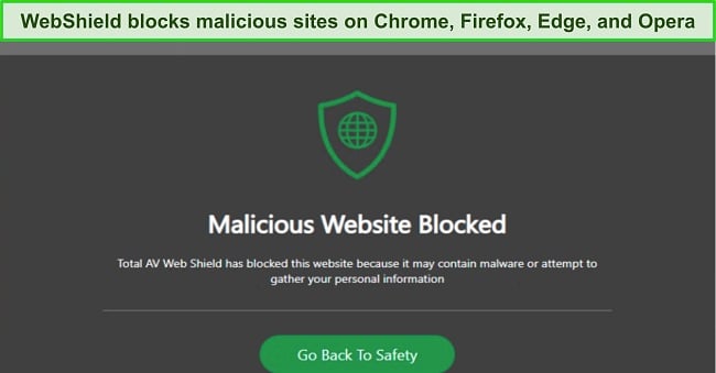 WebShield blocks unsafe websites to secure you against infections.