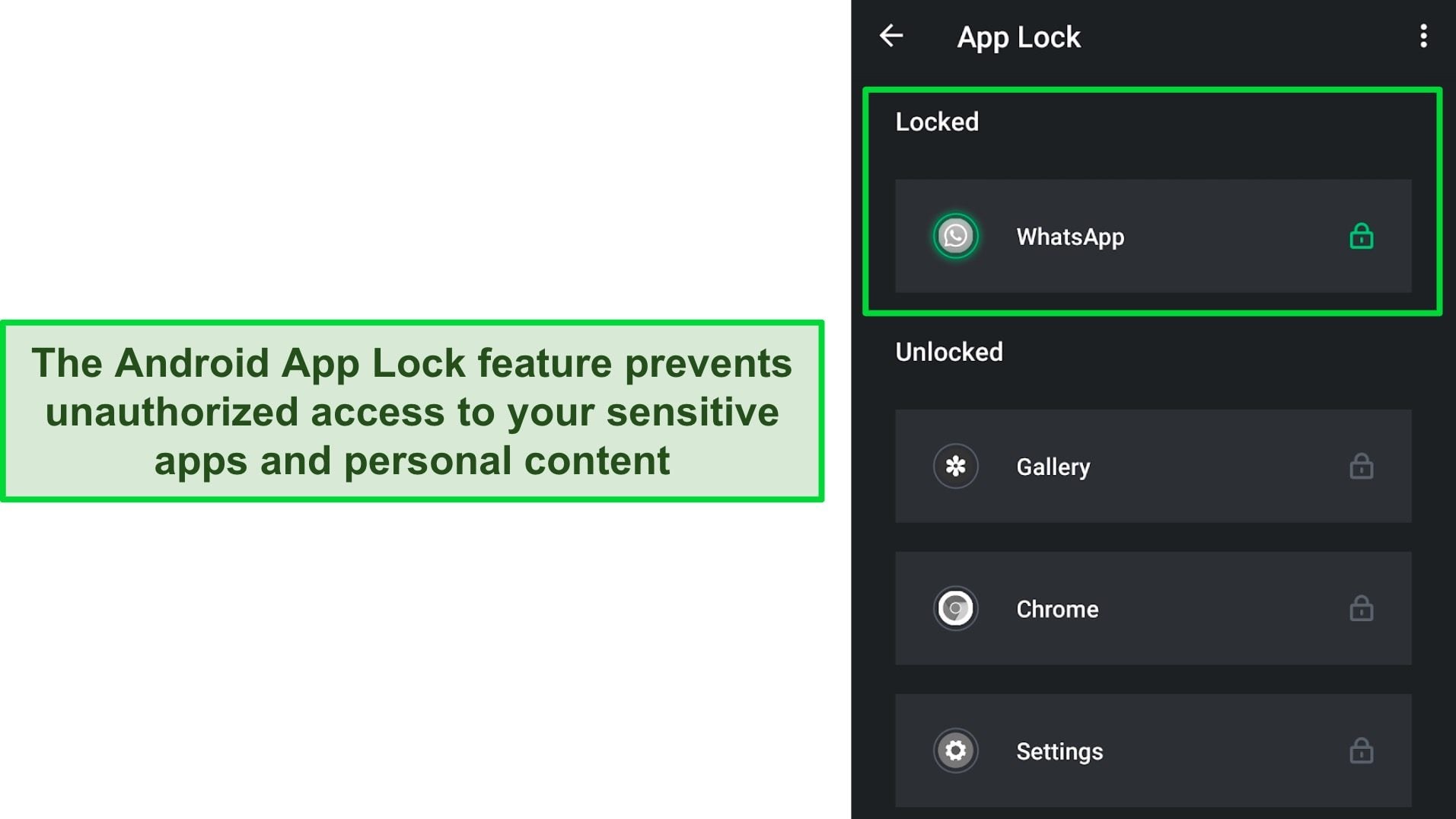Screenshot of TotalAV's App Lock locking WhatsApp