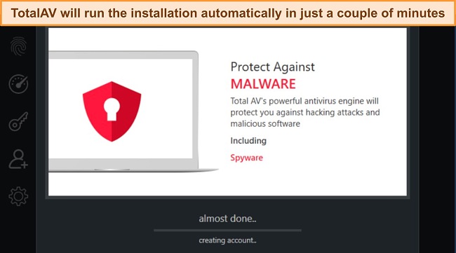 TotalAV automatically install to device screenshot