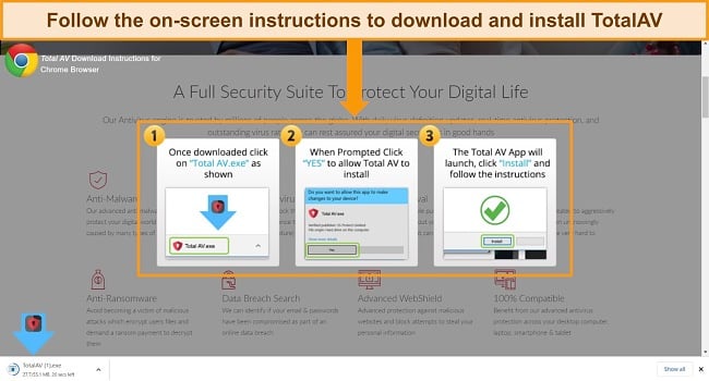 TotalAV download instructions screenshot