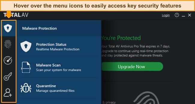 TotalAV offers a user-friendly interface, making it easy to discover and utilize all its features