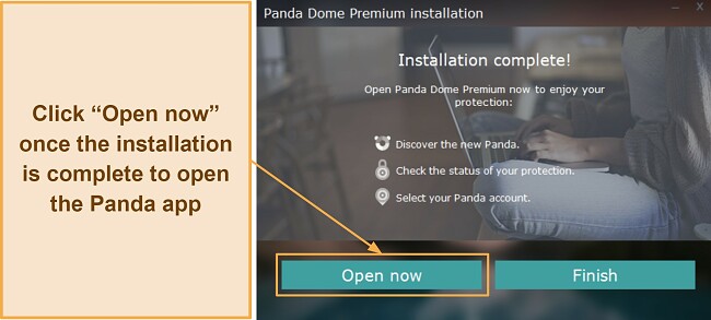 Screenshot showing how to launch Panda after installation