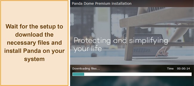 Screenshot of Panda's installation in progress