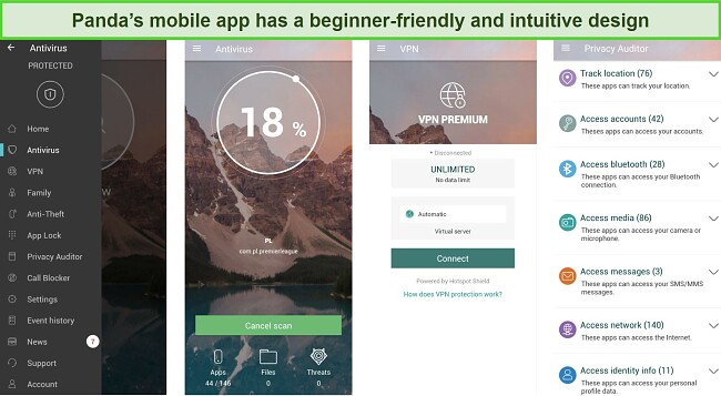 Screenshot of Panda's mobile app interface