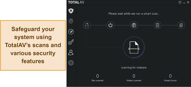 Screenshot of TotalAV's first scan in progress