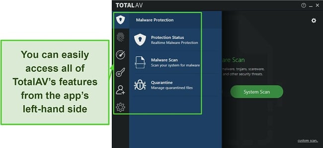 Screenshot showing TotalAV's intuitive desktop app interface