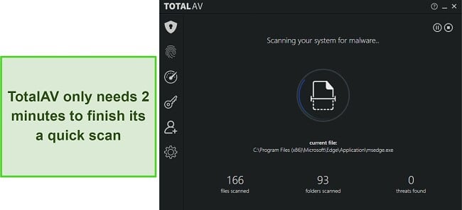 Screenshot of TotalAV's quick scan in progress