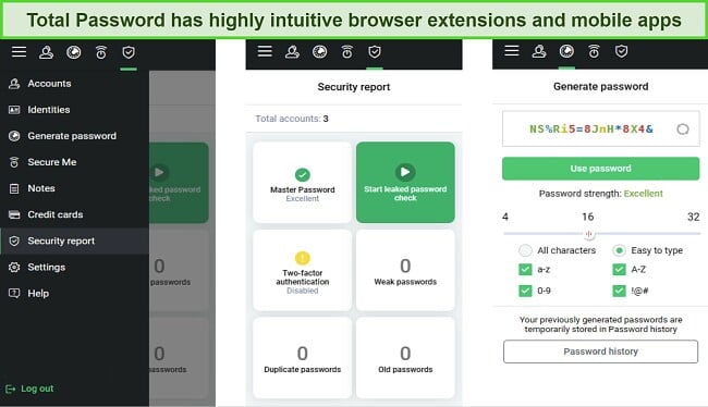 Screenshot of Total Password's interface