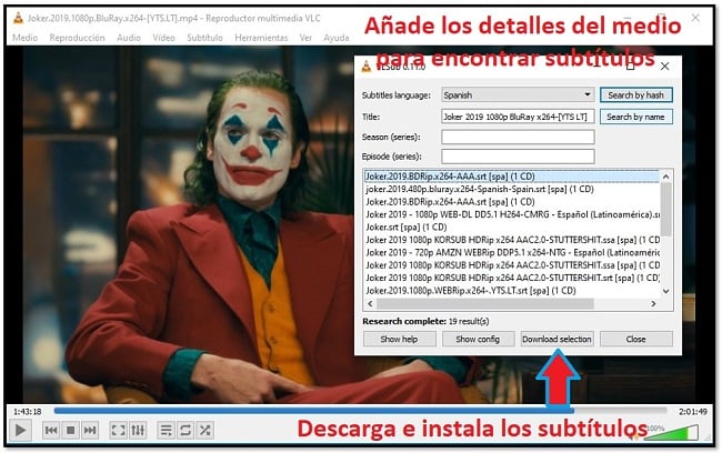 Descargar Subtítulo con VLC