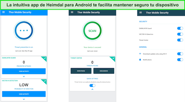 Captura de pantalla que muestra la aplicación móvil fácil de usar de Heimdal