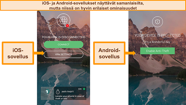 Kuvakaappaukset Pandan iOS- ja Android -sovellusten päärajapinnasta.