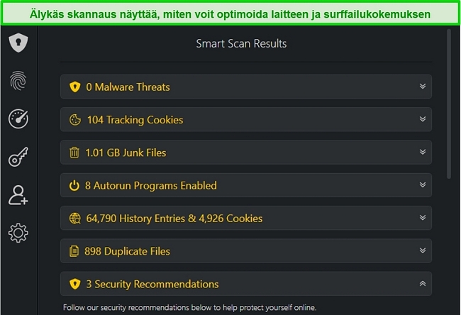 Näyttökuva Smart Scan -tuloksista