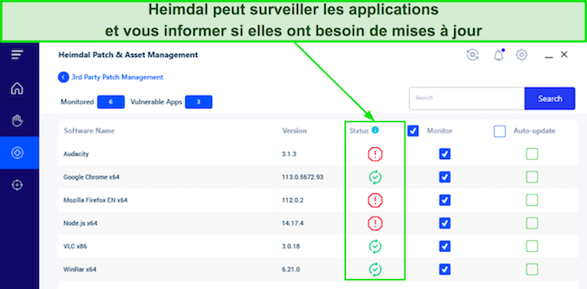 Capture d'écran montrant l'outil de mise à jour automatique du logiciel de Heimdal