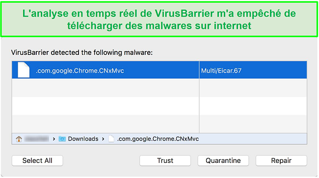 capture d'écran pop-up de bloqueur de malware intego