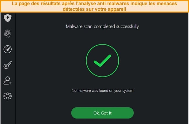 Capture d'écran des résultats de l'analyse antivirus de TotalAV