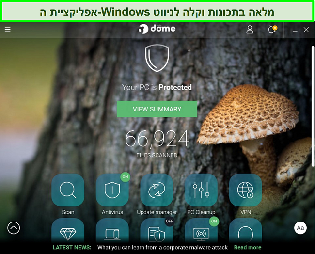 צילום מסך של ממשק האפליקציה Windows של פנדה
