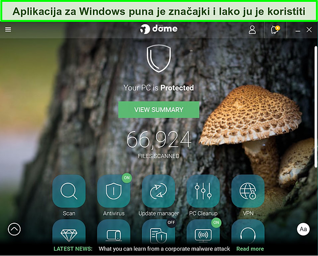 Snimka zaslona sučelja aplikacije Panda za Windows.