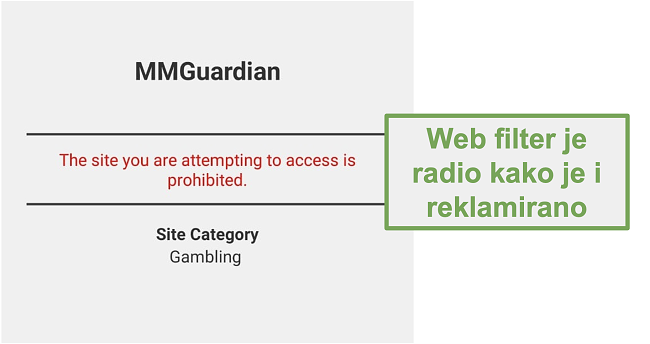Snimka zaslona web filtra koji je radio kako je oglašen
