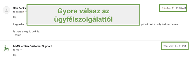 Pillanatkép az ügyfélszolgálat gyors válaszáról