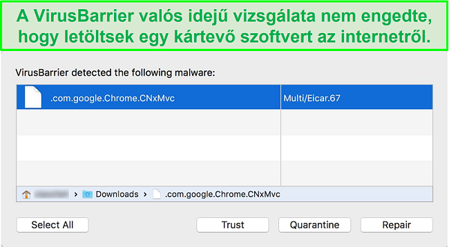 Pop-up képernyőkép az intego malware blockerről