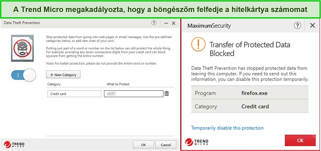 Pillanatkép a Trend Micro Data Theft Prevention funkcióról