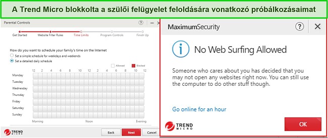 Pillanatkép a Trend Micro szülői felügyeletről