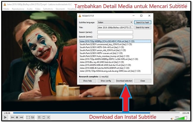 Unduh Subtitle dengan VLC