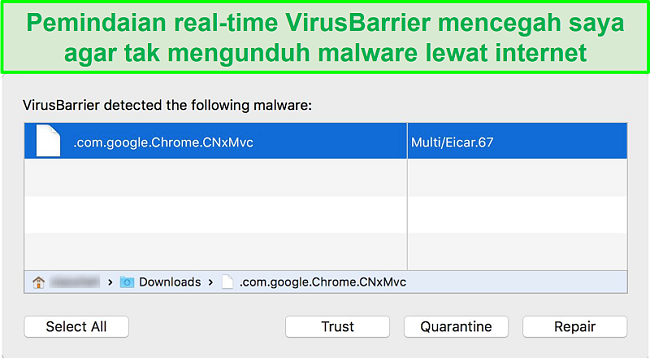 tangkapan layar intego pemblokir malware pop-up