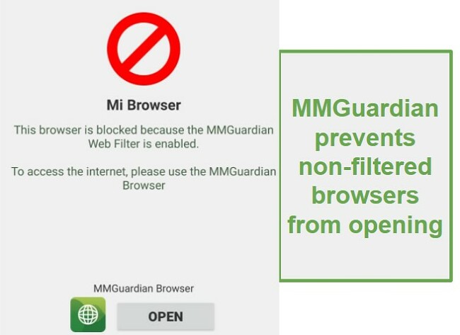 MMGuardian blocks browsers