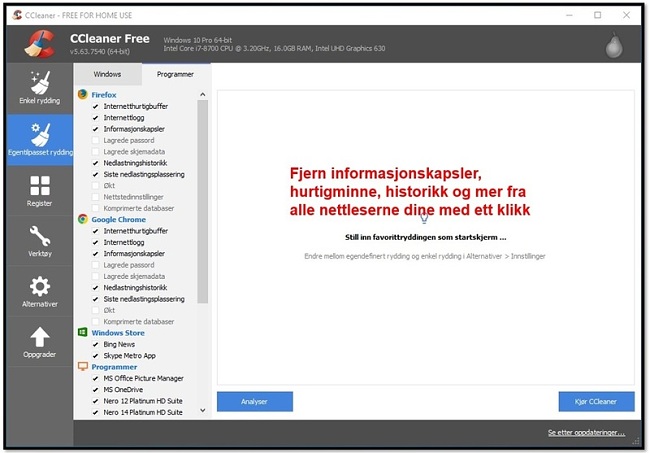 Rengjør datamaskinen med CCleaner