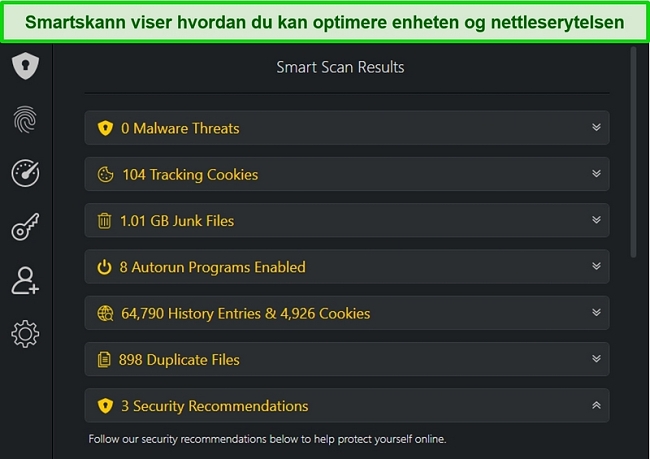 Skjermbilde av TotalAVs Smart Scan-resultat