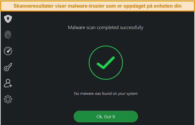 Skjermbilde av TotalAVs virusscanningsresultater