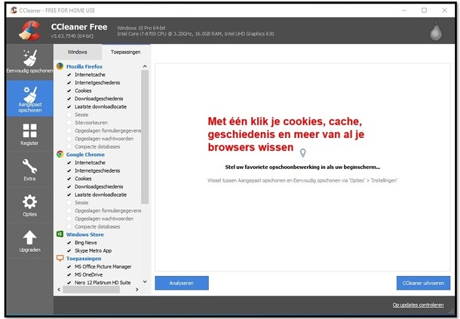 Uw computer schoonmaken met CCleaner