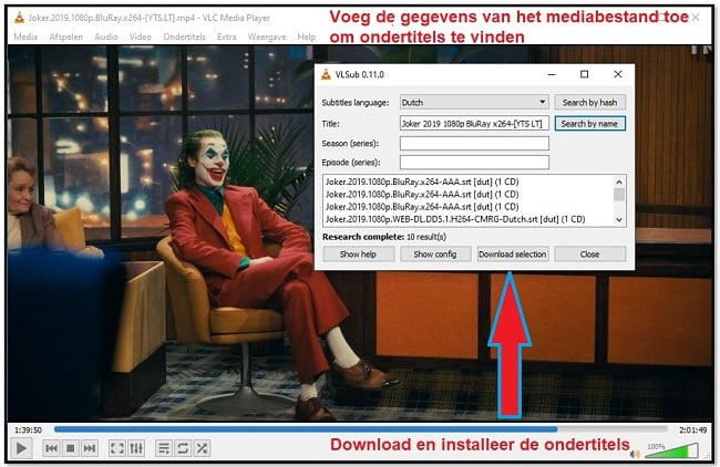 Ondertitel downloaden met VLC