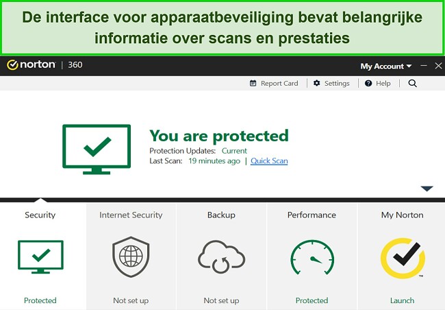 Screenshot van het Device Security-dashboard van Norton voor Windows.